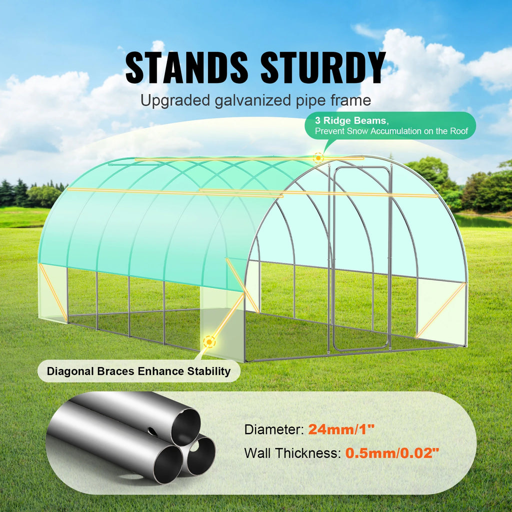 Walk-In Tunnel Greenhouse Hoop House | Galvanized Steel Frame Walk-In Greenhouse Vue