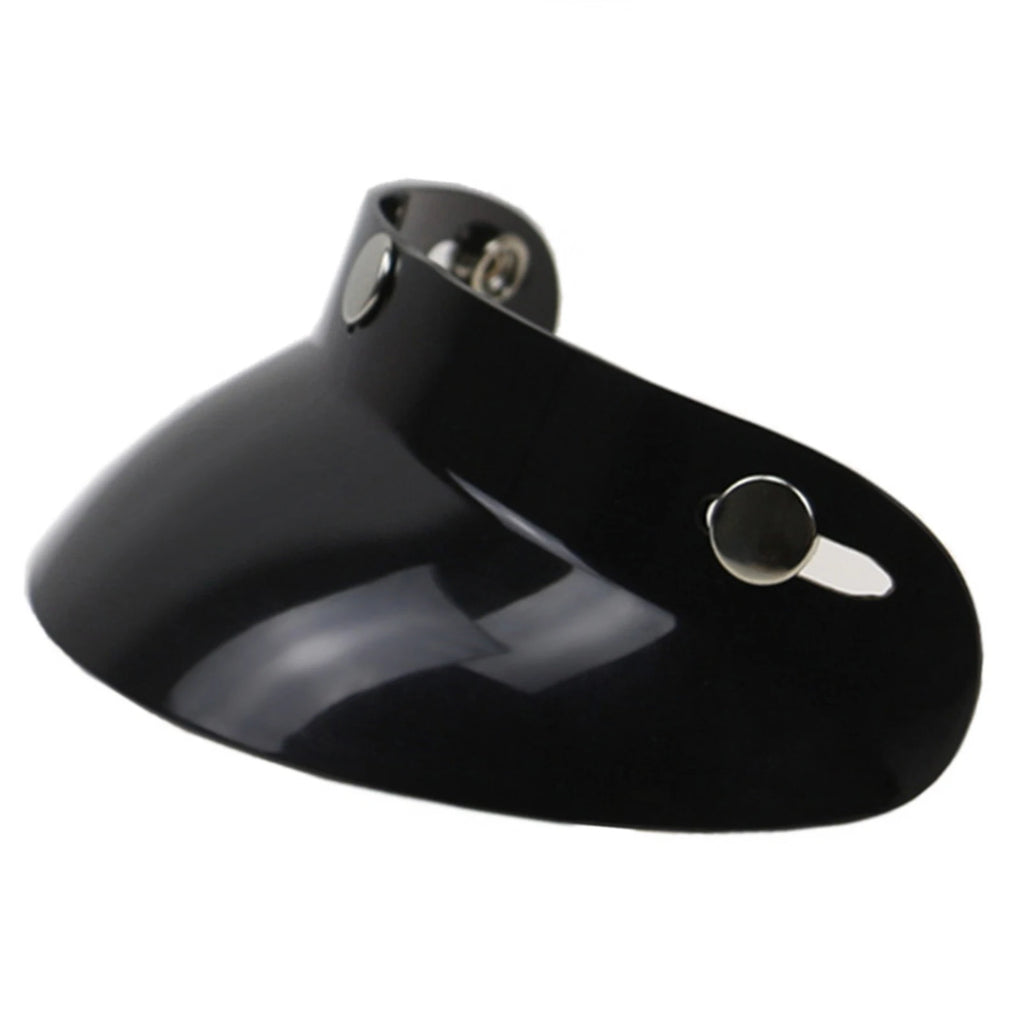 Universal Black 3-Snap Motorcycle Helmet Peak Lens Open Face Sun Shade Visor Shield Vue Black
