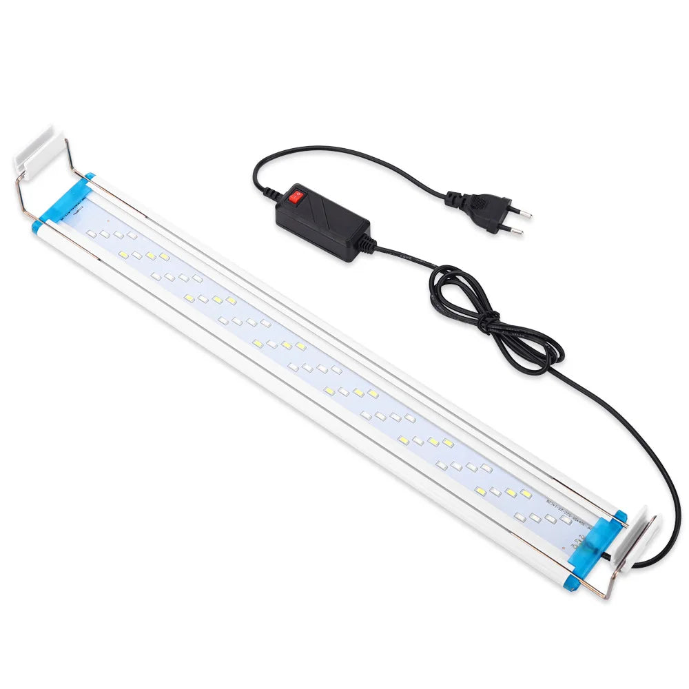18-58cm Aquarium LED Light EU/US Plug White Blue Super Slim Fish Tank Aquatic Plant Grow Lighting Waterproof Clip Lamp 90~260V Vue