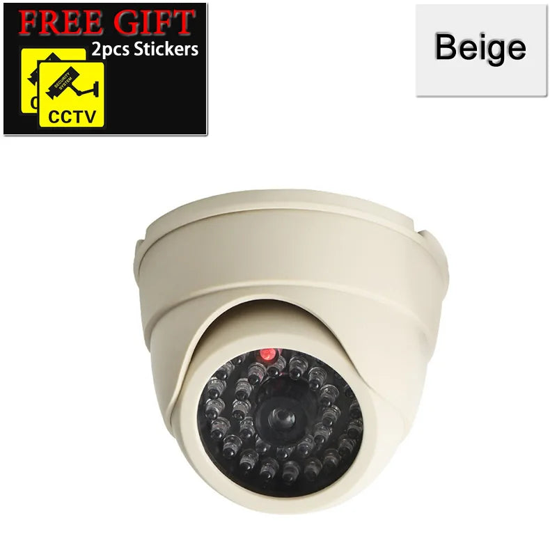 Creative Dome Dummy Camera Flashing Led Plastic Fake Conch Camera AA Battery Simulation CCTV Surveillance Security System Vue Beige