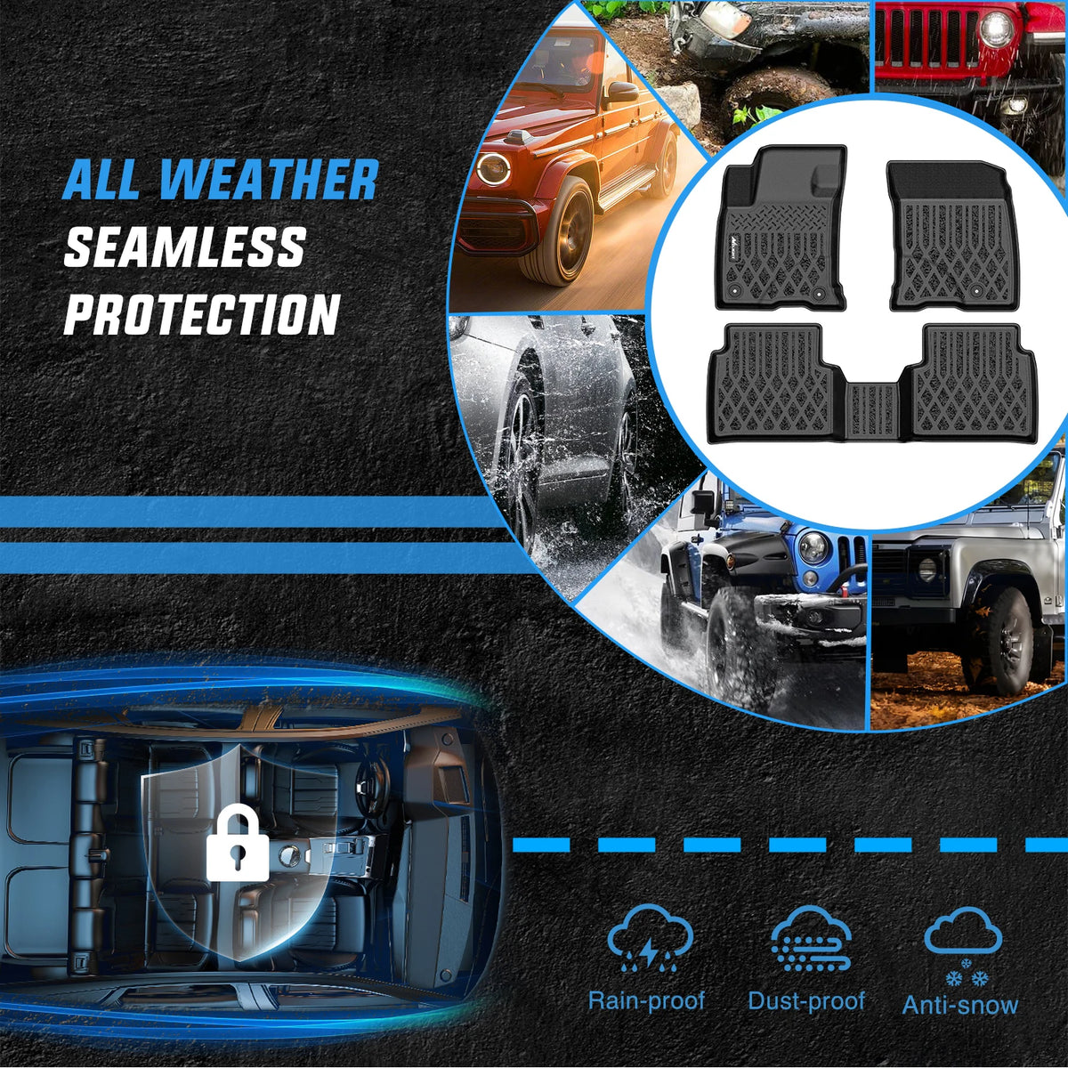 Nilight TPE Floor Mats for Lincoln Corsair (Gas Model) 2020 2021 2022 2023 2024 2025 All Weather Custom Fit Heavy Duty Floor Liners Vue