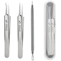 Blackhead Tweezers, Milia Remover, Pimple Popper Tool,Ingrown Hair Tweezers, Blackhead Extractor Vue 3pcs with box