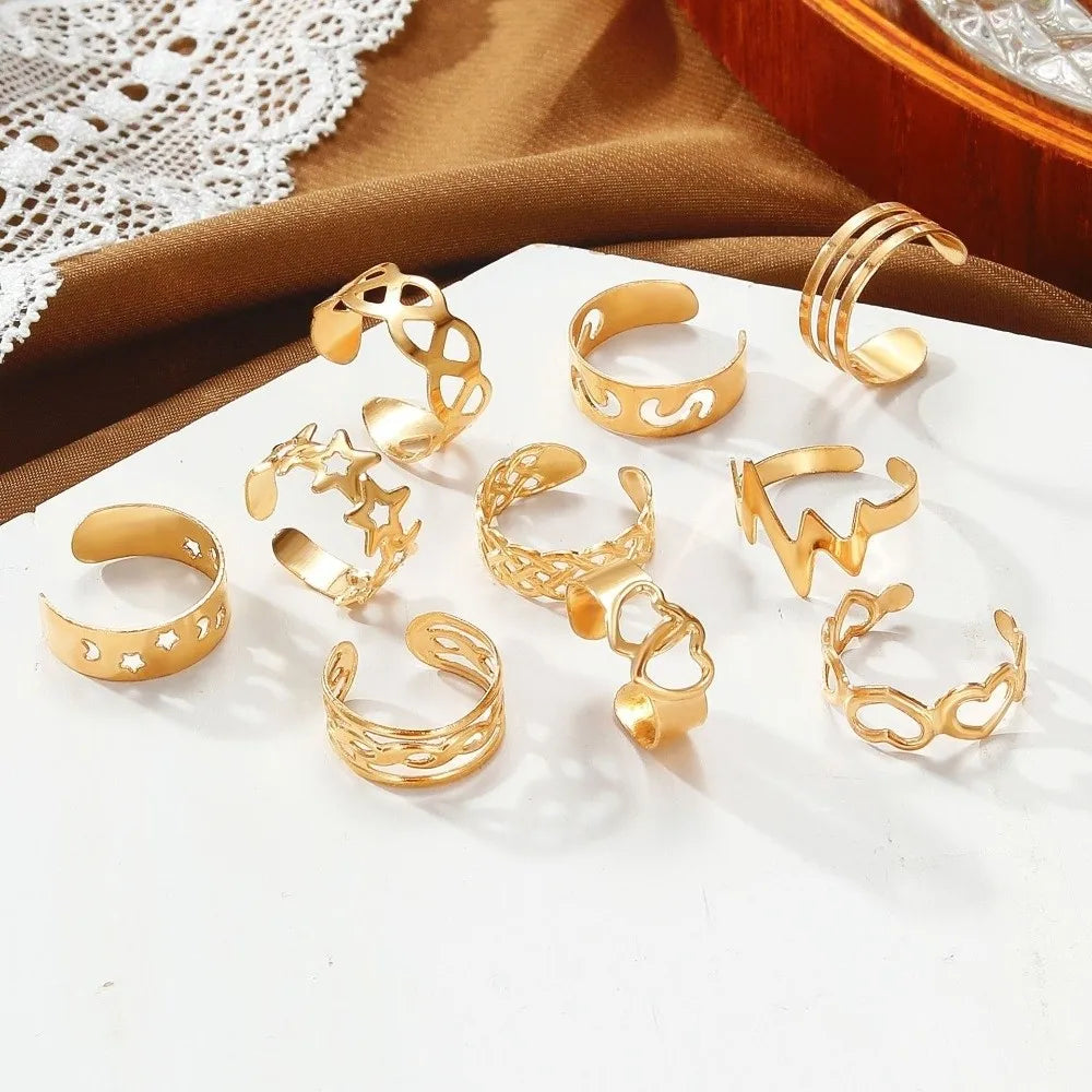 Vintage Toe Rings Silver Gold Alloy Women Foot Different Shapes