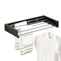 Carbon Steel Invisible Clothes Drying Rack 5 Rods Wall Mounted Hidden Drying Rack Space Saving 60CM Clothesline Pole Hanger Vue Black