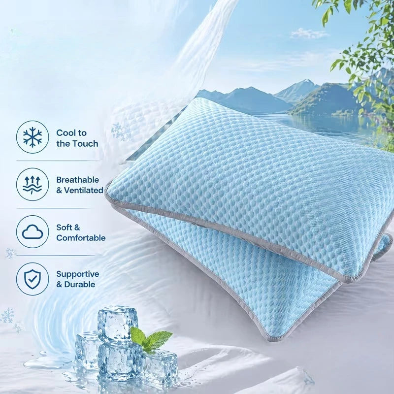 1-5PCS Summer Cooling Pillow Cover Ice Silk Material with Breathable Soft Smooth Washable for Hot Sleepers Home Vue