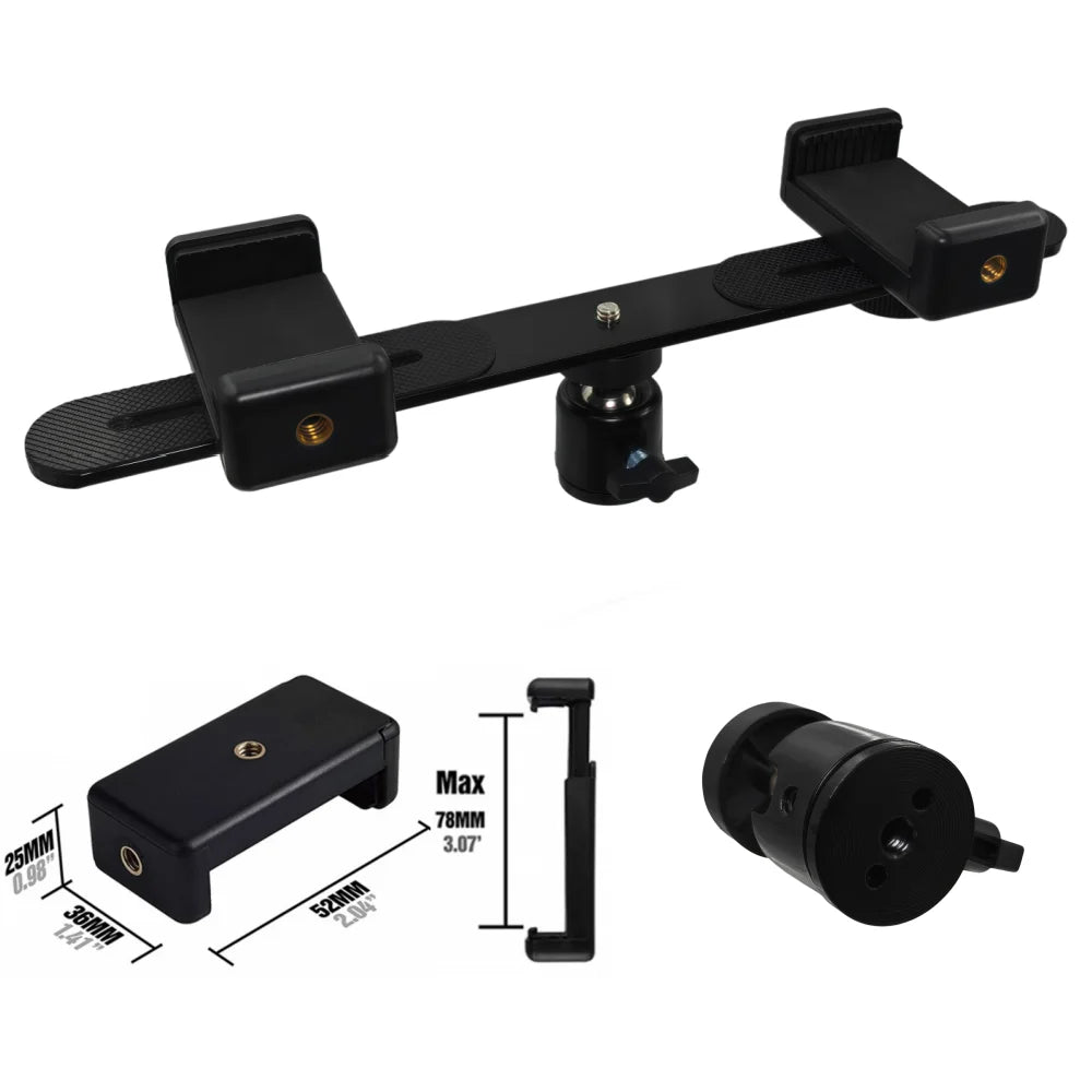 1/4'' Dual Flash Bracket Mount Holder Straight Extension Bar For Flashing Tripod DSLR Camera LED Lighting Stand Vue