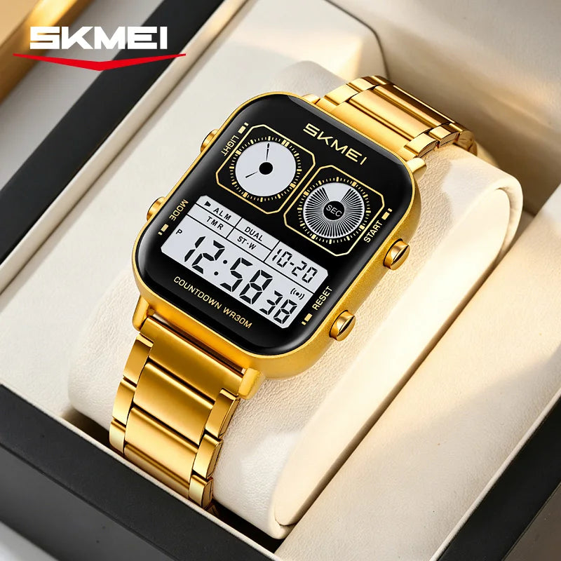 SKMEI 2690 Men's Digital Sport Watch – Waterproof, Stainless Steel Digital Sport Watch Vue