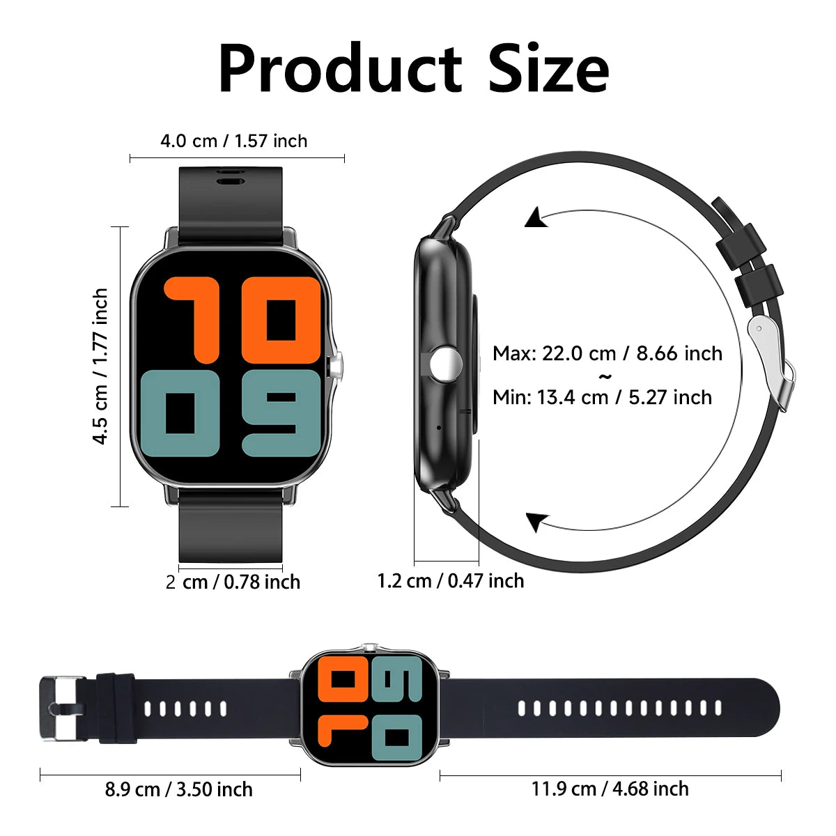 2025 New Square Sport Smartwatch for Android/IOS Heart Rate/Sleep Monitor Fitness Tracker BT Call Smart Watch For Men Women Gift Vue