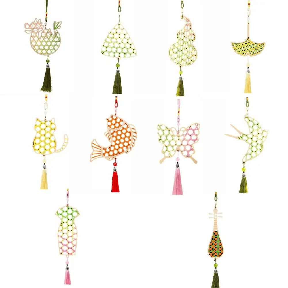 Handmade Bamboo Pendant Material Kit Zongzi Cat Butterfly Dragon Boat Festival DIY Kit Tassel Fish Bamboo Woven Ornaments Vue