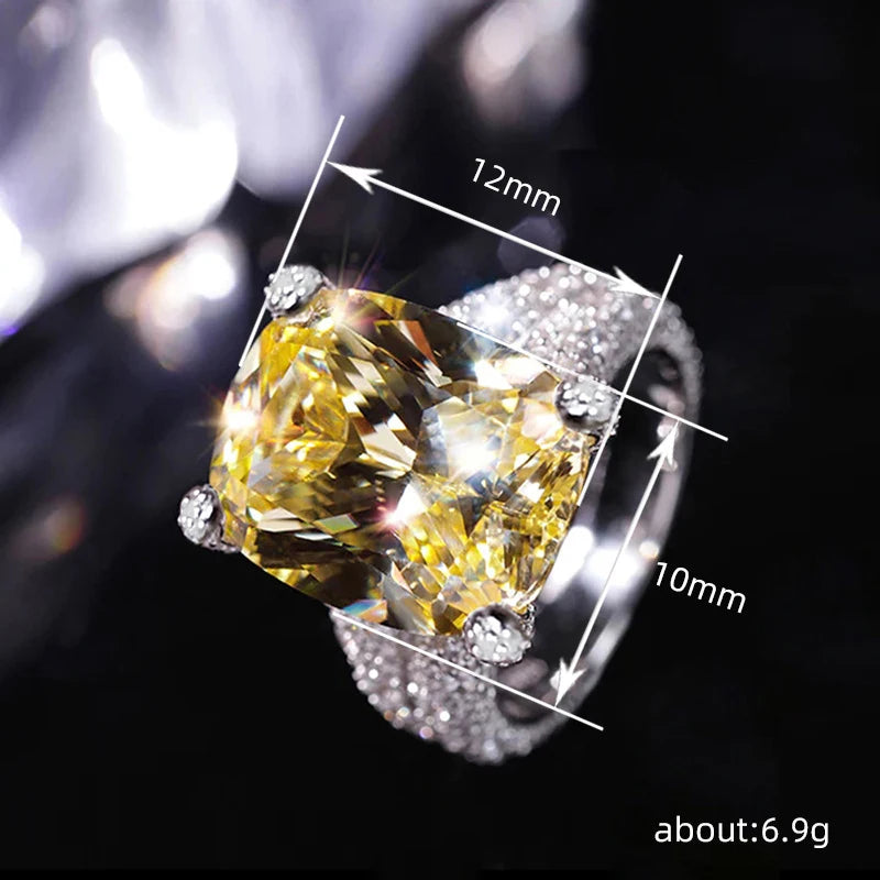 Huitan Yellow Cubic Zirconia Ring for Women | Wedding Band Fashion Ring Vue