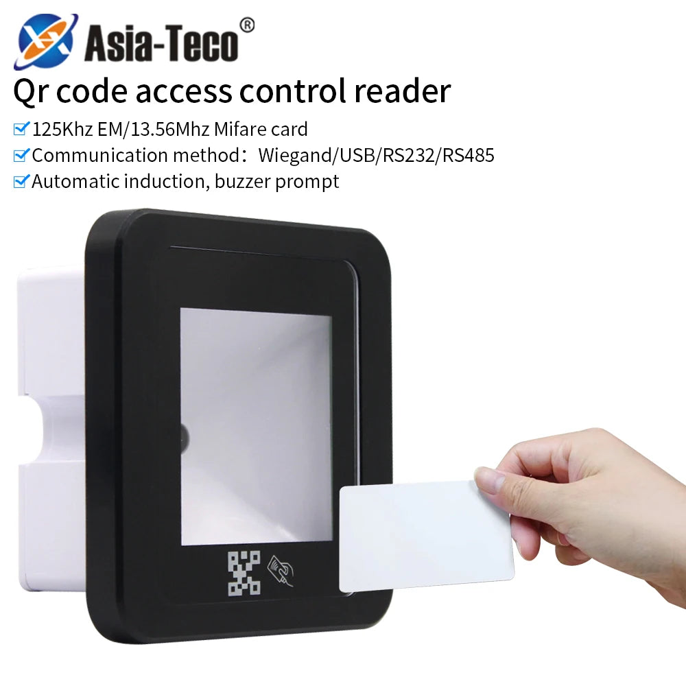 12V RFID Barcode 2D QR Code Reader Access Control Reader Wiegand TTL RS232 RS485 Interface 125Khz/13.56Mhz RFID QRCode Reader Vue