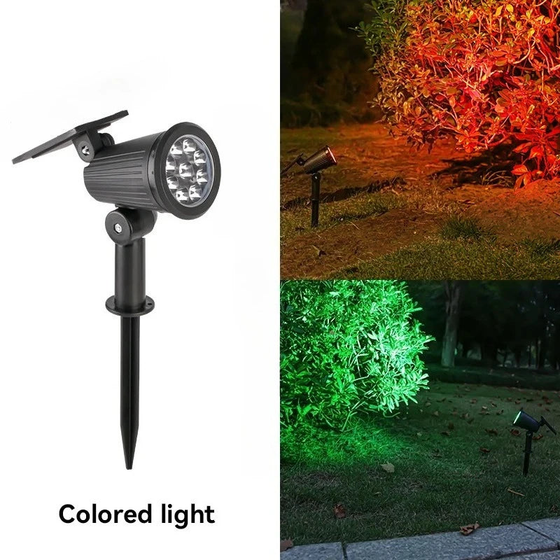 Solar LED Spotlight 9LEDs Outdoor IP65 Waterproof Adjustable Brightness Landscape Light for Garden Yard Path Lawn Decor Vue RGB light