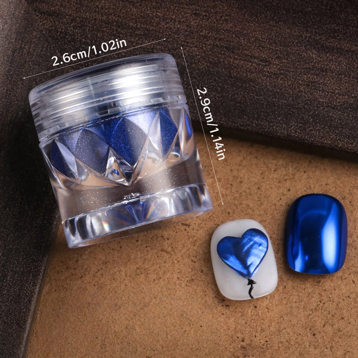 1pc Blue Mirror Chrome Nail Powder - Metal glitter, DIY nail art, Y2K glitter, wedding nail art, parties, and special occasions Vue