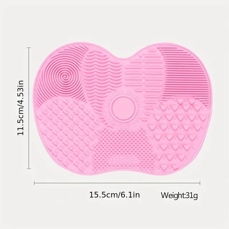 1Pc Cup Makeup Brush Cleaner Silicone Apple Cleaning-Shaped Pad With Suction For Effective Cosmetic Tool Vue