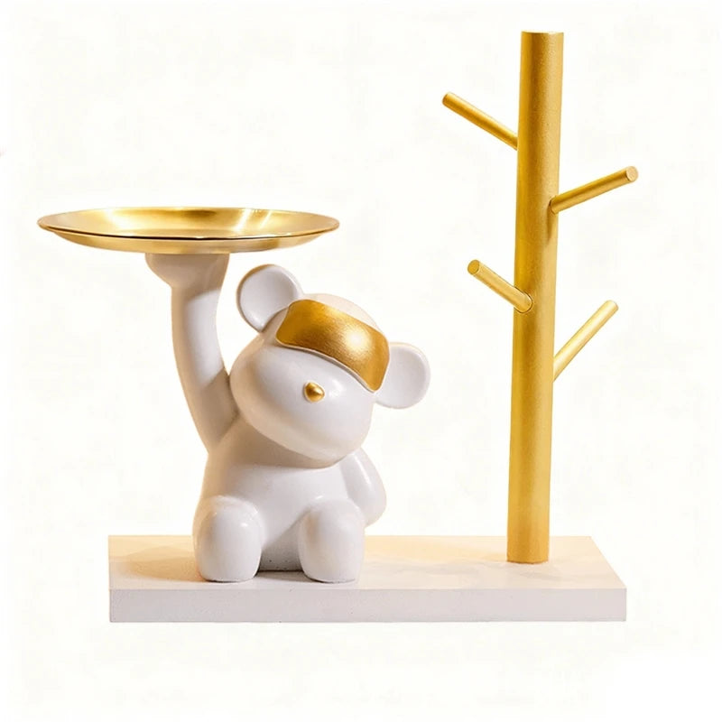 Covering Eyes Bear Key Tray Decorative Catchall For Living Room Entryway Console Table Shoe Cabinet Home Accent Gift For Women Vue
