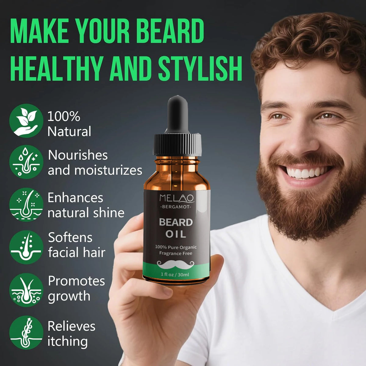 30ml Beard Growth Oil Serum For Men Beard Growth And Grooming Soften Strengthen Styling Beard Oil Beard Care Thicker Nourish Vue