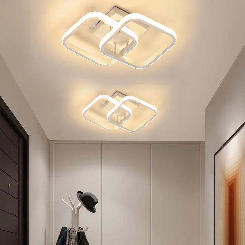LED Ceiling Lights 2 Rings Design Modern Minimalist Living Room Lamps for Balcony Entrance Staircase Home Decor Multiple Shapes Vue
