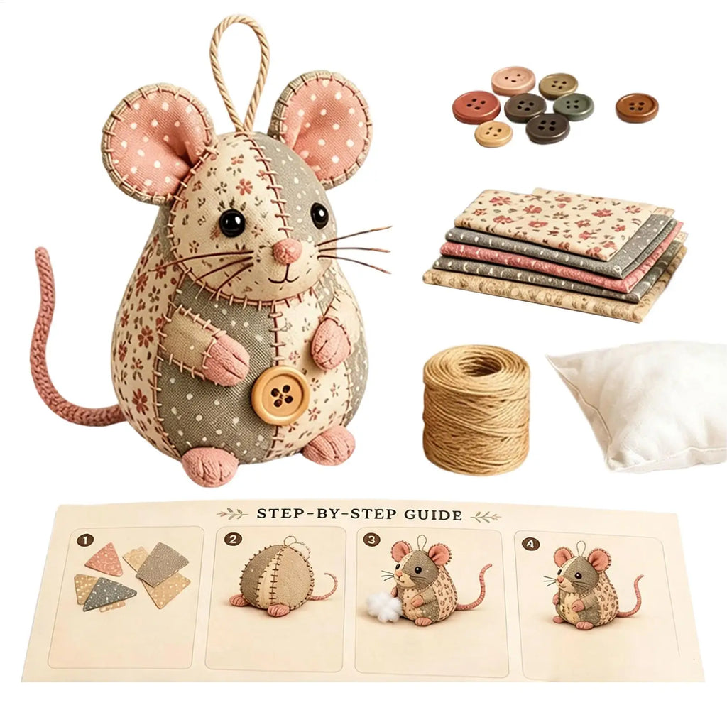Mouse DIY Craft Material Kit Cute Mouse Ornament DIY Craft Handmade Animal Art Project Set for Beginners Women Hobbyists Vue