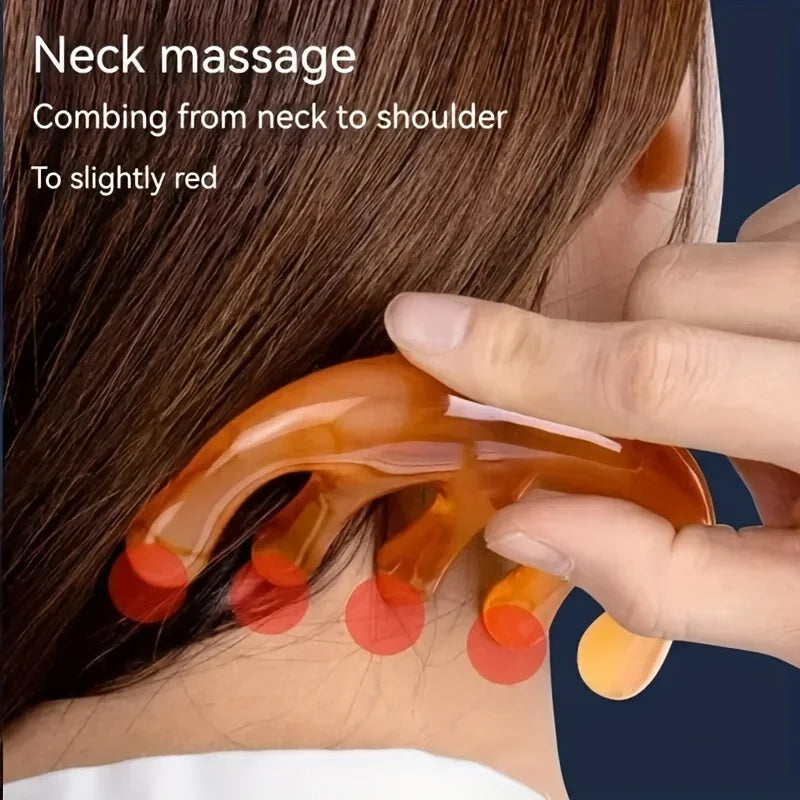 Big Teeth Head Acupoint Green 5-Tooth Meridian Blood Massage Comb Resin Large-Tooth Head Massage Tool 5-Paw Half Round Shap Comb Vue