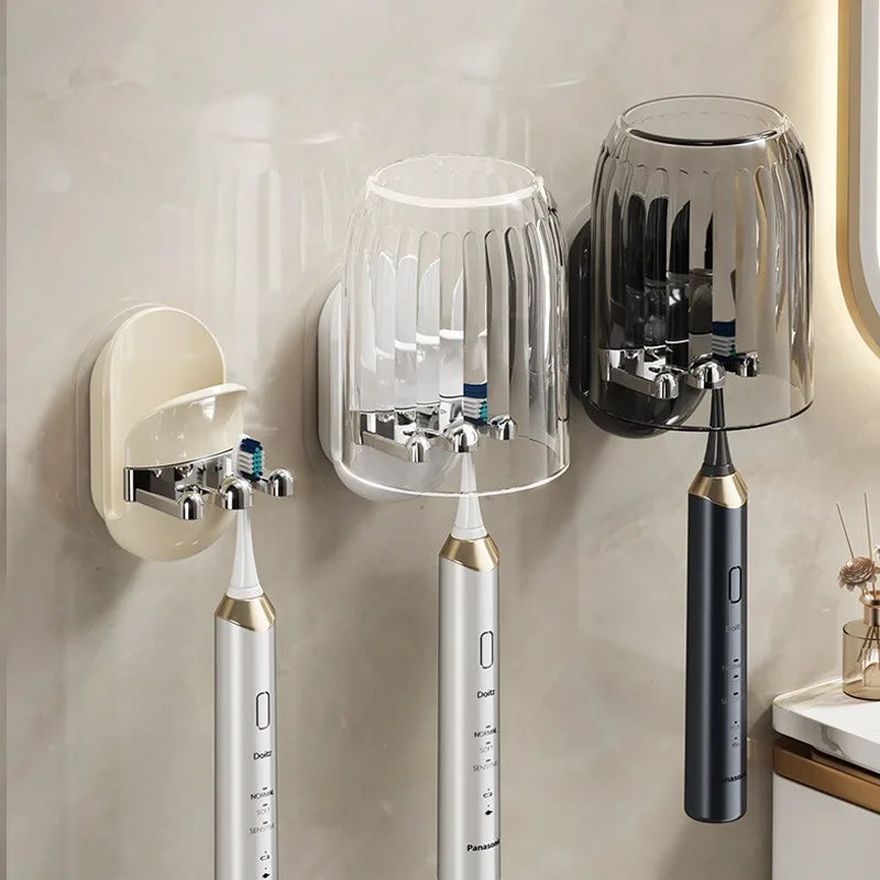 Toothbrush Storage Rack wall Mounted Drain and Wash set Independent Single cup Mouthwash cup Storage rack Vue