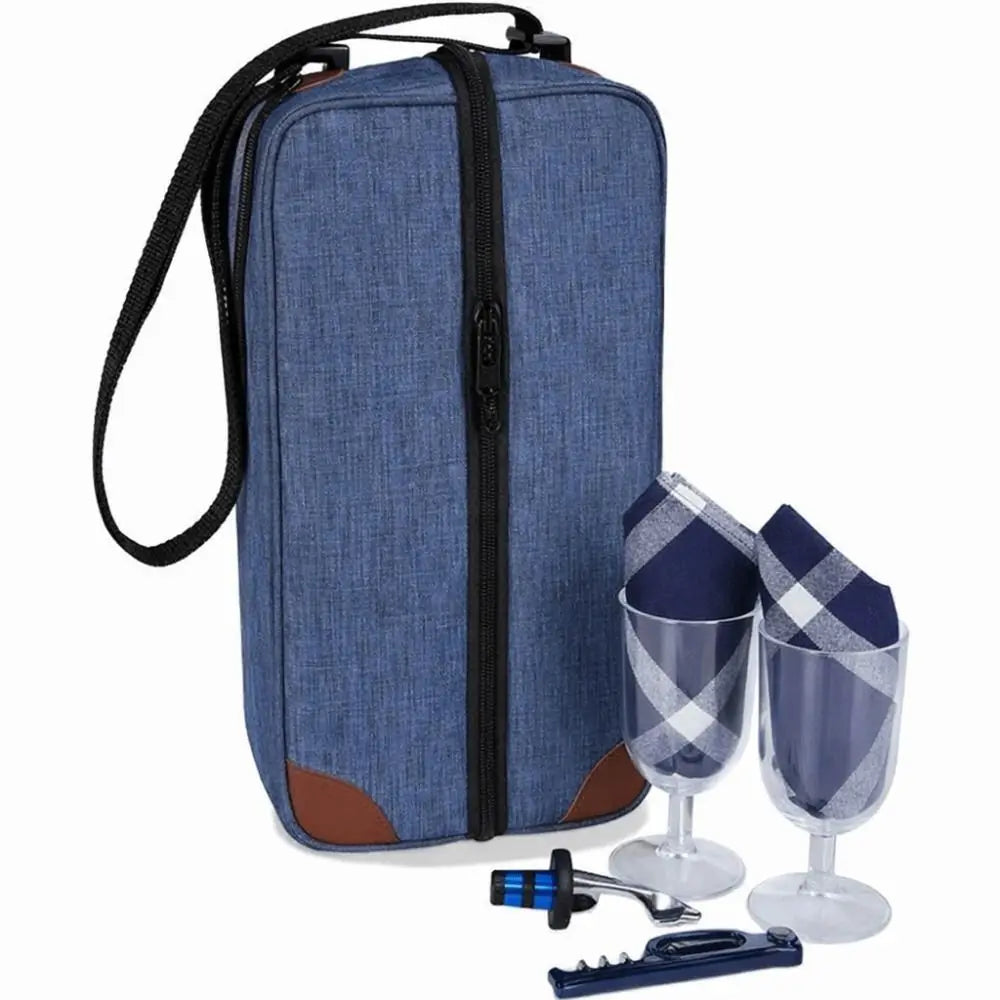 Portable Large Capacity Wine Cooler Bag Protective with Handle Wine Bottle Carrier Holds 2 Bottles Liquor Bottle Carrier Picnic Vue