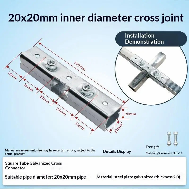 20x20/25x25mm Square Pipe Elbow Fixed Buckle Non Welding Joint Pipe Connector Fitting Bracket Vue A5