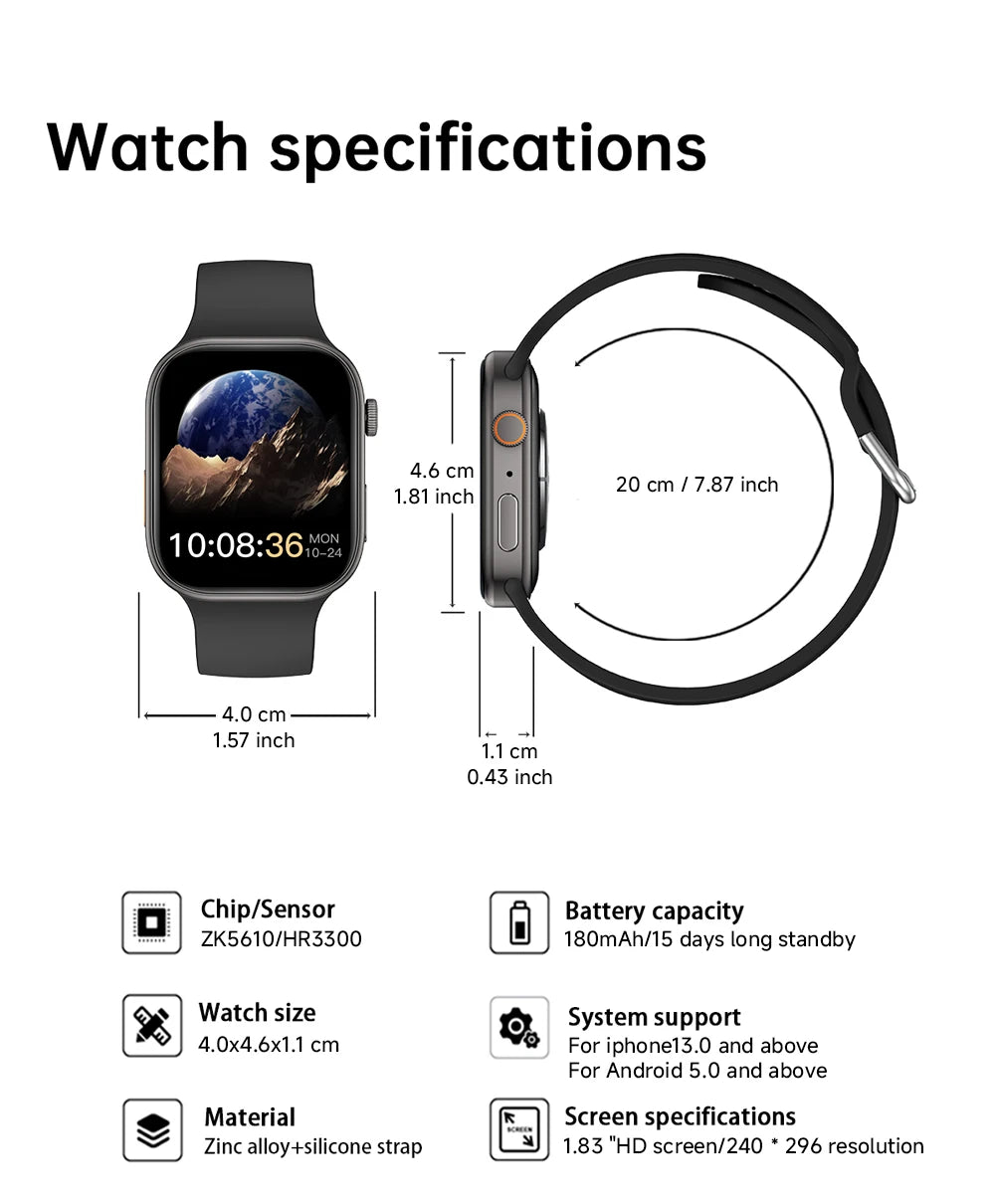 NEW Smartwatch 1.83"HD Screen Sleep&Health Monitoring Bluetooth Call Multi-Sport Modes Fashion Smart Watches For Women Men Gift Vue