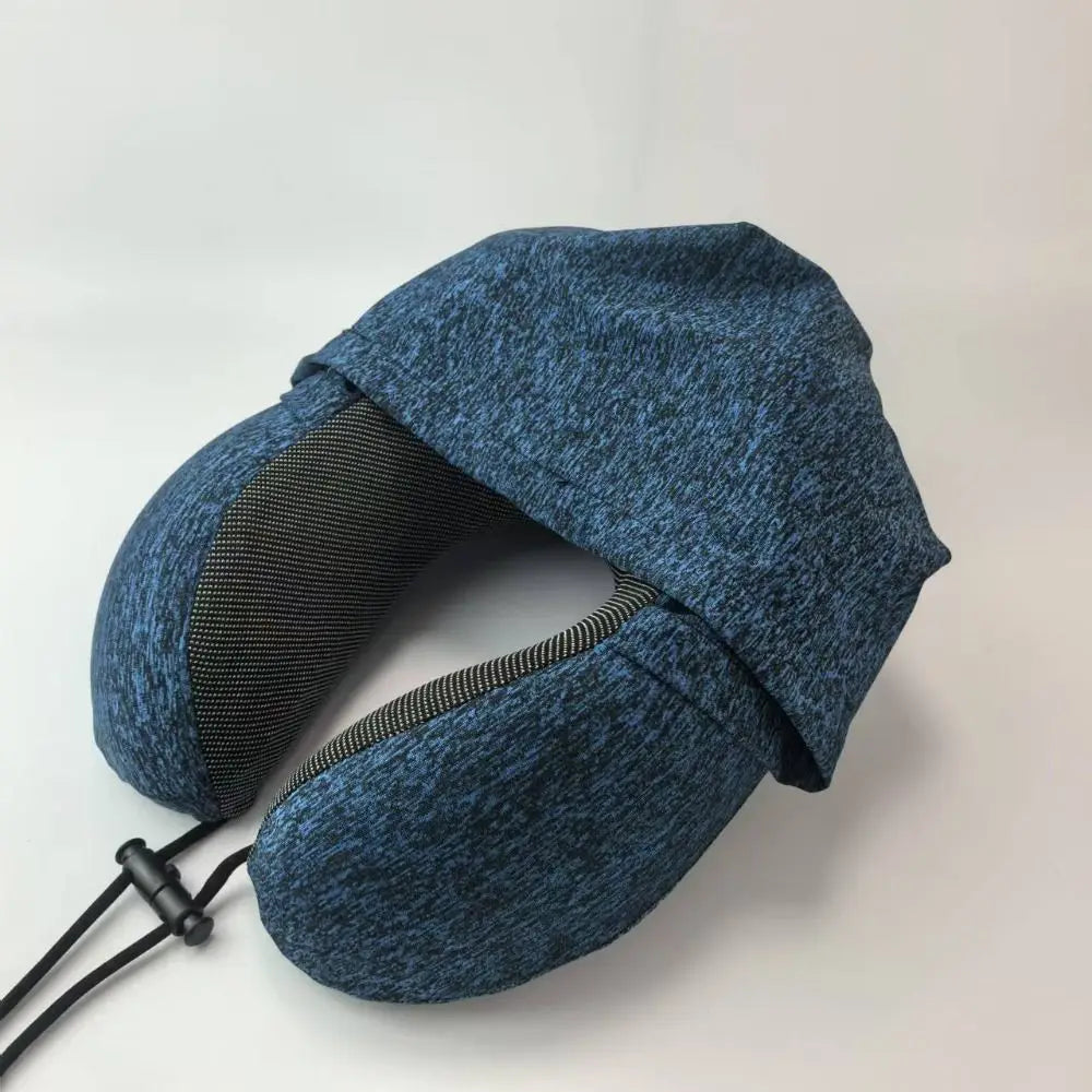 Removable Travel Neck Pillow Washable Cover with Storage Bag Hooded Pillow Adjustable Comfortable U-shaped Pillow with Cap Vue