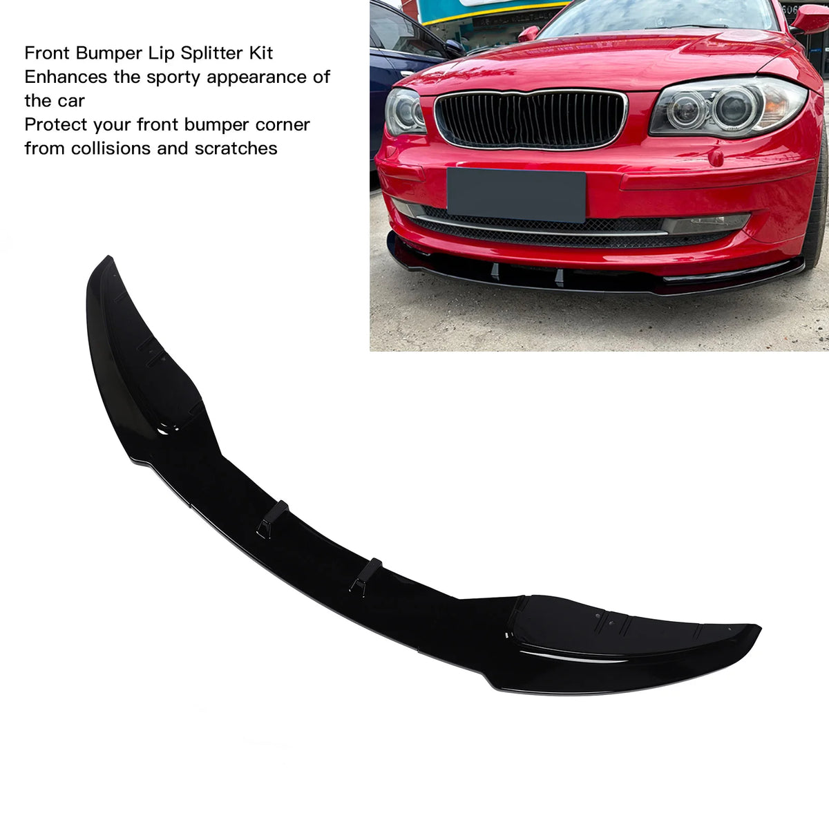 Front Bumper Lip Spoiler Splitter Diffuser Body Kit for 1 Series E81 E82 E87 E88 LCI Standard Version 2008–2011 Vue