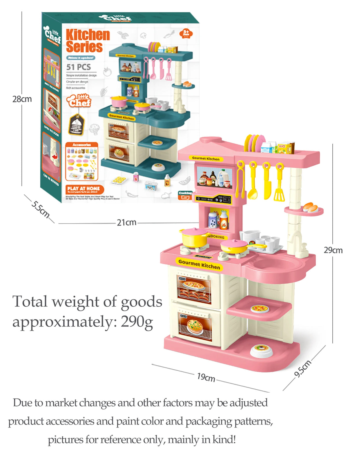 Play Kitchen Accessories, Kitchen Playset Toys for Kids Foods Pots Pans Milk Bread Fork for 3+ Boys and Girls Vue