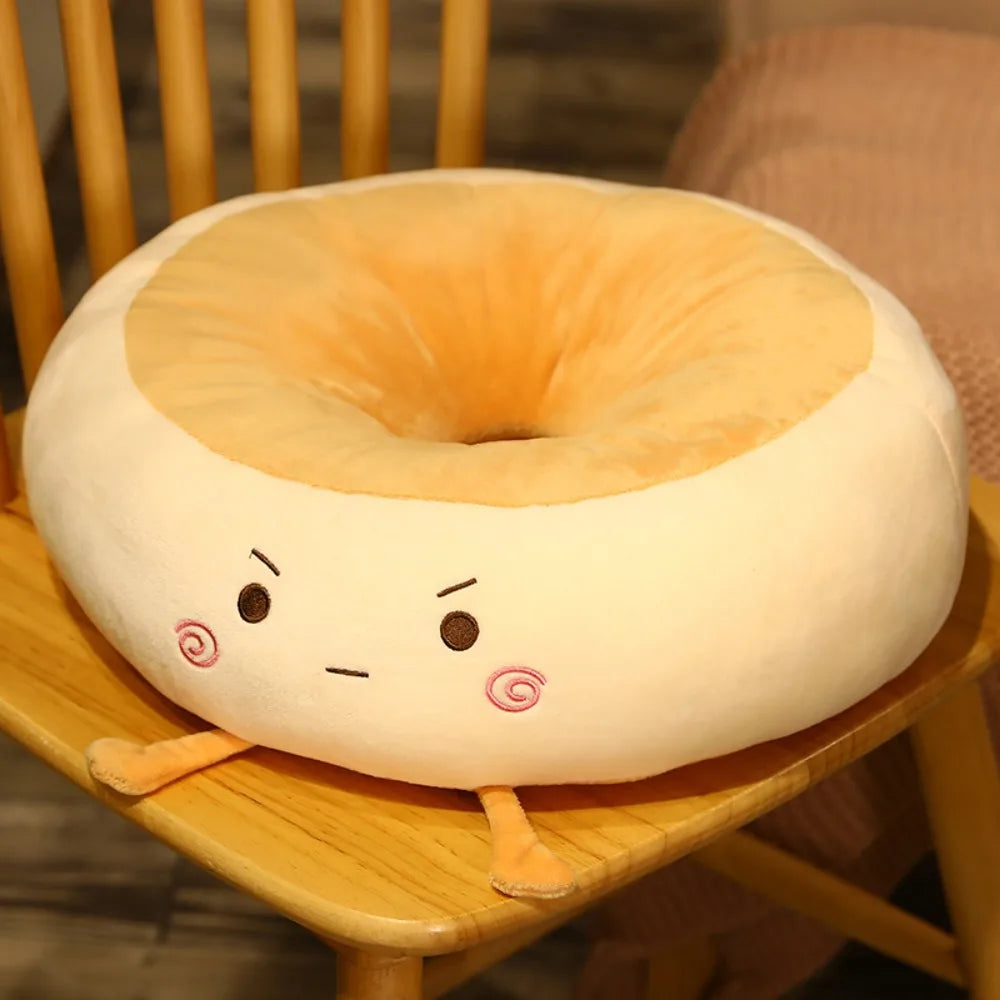 Cute PP Cotton Bread Seat Cushion Round Soft Doughnut Office Sitting Mat Beathable Thickened Chair Cushion Student Vue