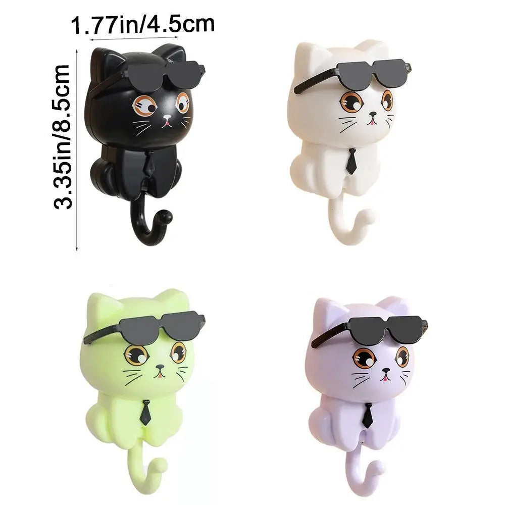 Creative Plastic Cartoon Cat Hooks Decorative Waterproof Key Hangers Wall Hanging Sticky Hooks for Home Vue