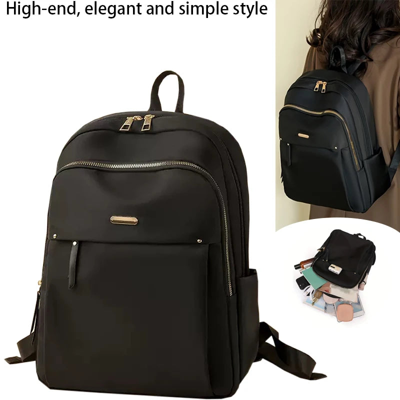 Waterproof Nylon Backpack Women Lightweight School Multi-pocket
