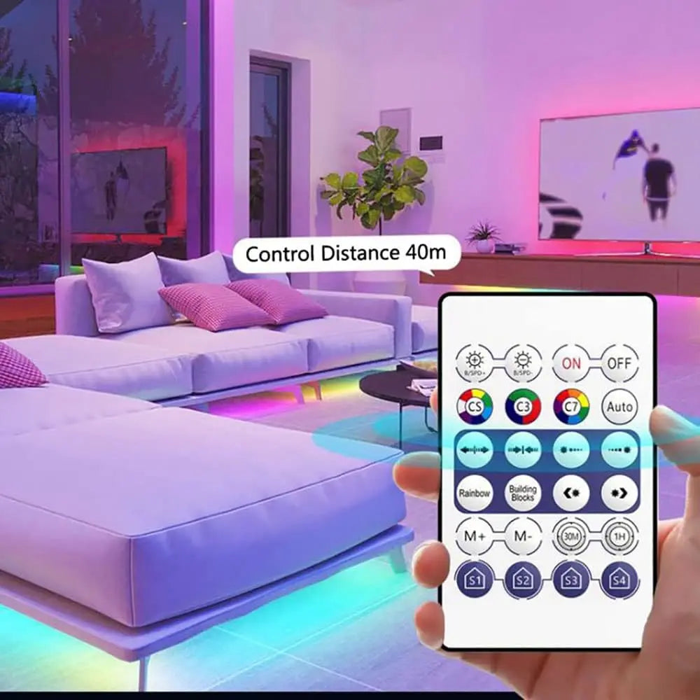 1-20M LED Strip Lights WS2812B RGBIC Music Sync Remote APP Control 5V USB Flexible Ribbon for Bedroom Party TV Backlight Decor Vue
