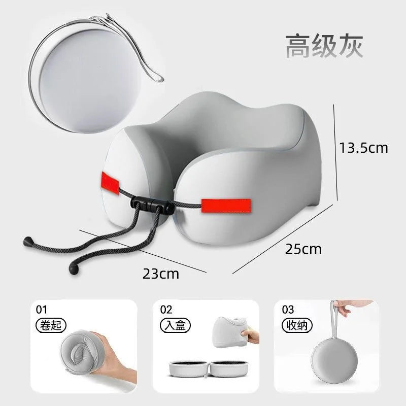 Memory Foam Neck Pillow Portable Ergonomic U Shaped Travel Pillow Airplane Car Home Office Sleep Cervical Support Headrest Vue A2