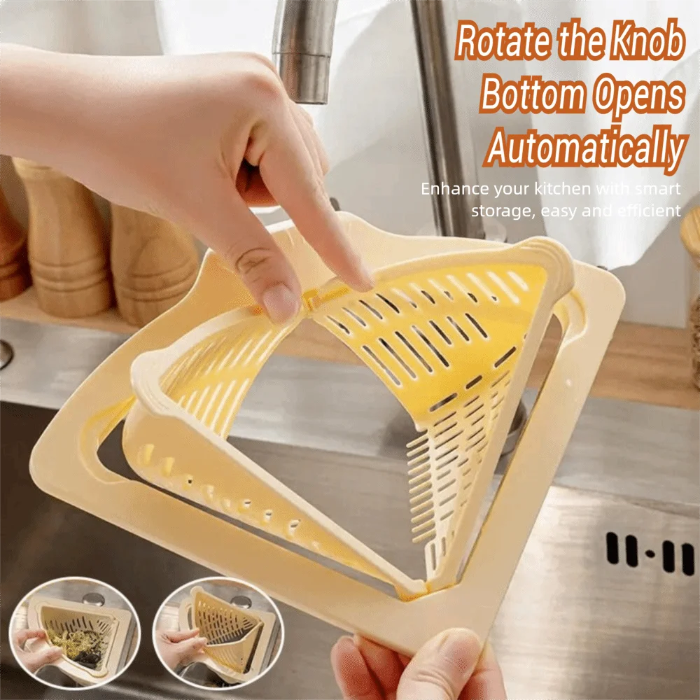 Durable Magnetic Sink Drain Basket Triangle Multifunctional Food