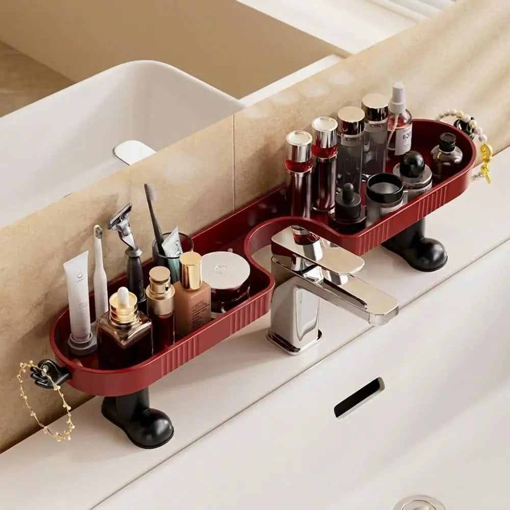 Fashion No-Drill Bathroom Storage Rack Removable with Hook Sink Drying Rack Large Capacity Rustproof Faucet Sink Shelf Bathroom Vue