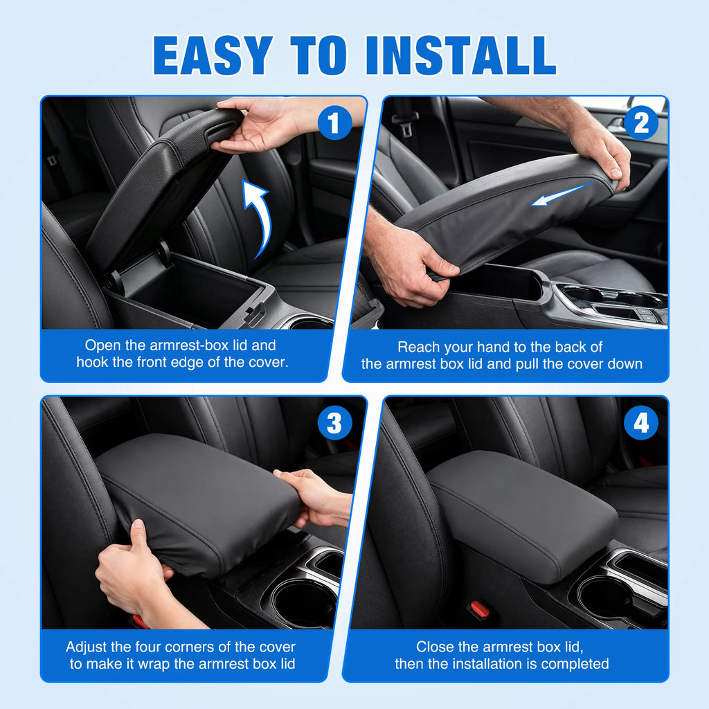 Nilight Center Console Cover Fit for Hyundai Palisade 2019 2020 21 22 23 2024 2025,2015-2019 Hyundai SonataPremium Nappa Leather Armrest Cover for Car Waterproof Center Console Pad Anti-Scratch Arm Rest Box Cover, Black Vue