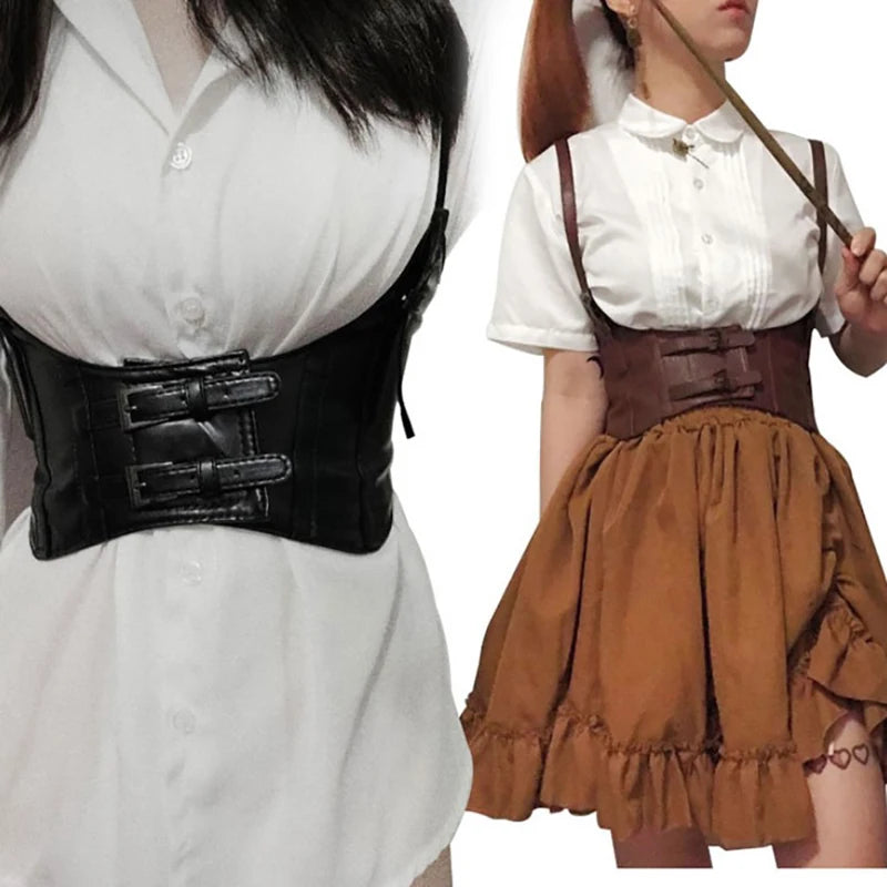 1PCS Sexy Leather Women Waist Belt Elastic Wide Band Waspie Corset Cinch Underbust Vue