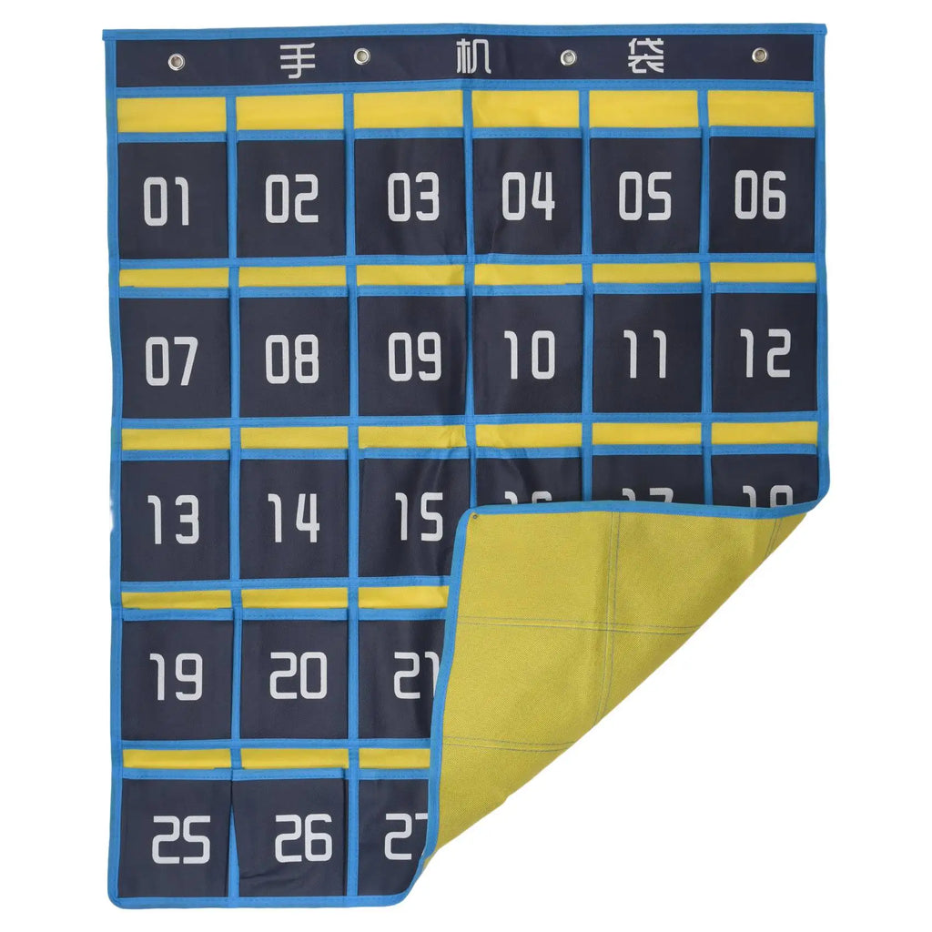 ABKW-30 Numbered Pockets Chart Cell Phone Hanging Organizer Hanging Storage Bag For Classroom Calculator Mobile Phone Holders Vue
