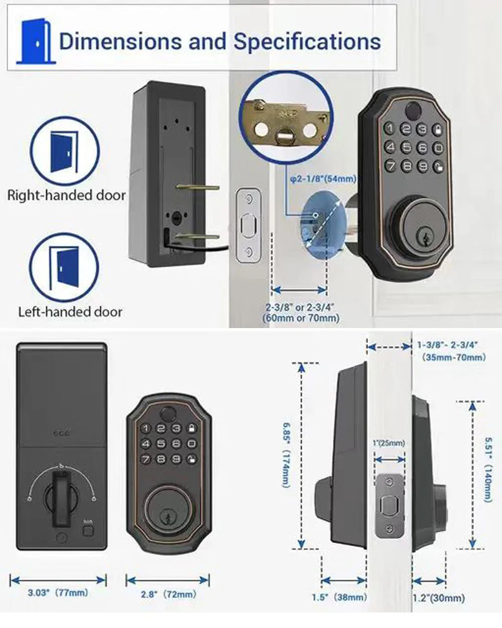 Support Tuya app intelligent door fingerprint lock with key electronic digital indoor electronic lock intelligent lock Vue