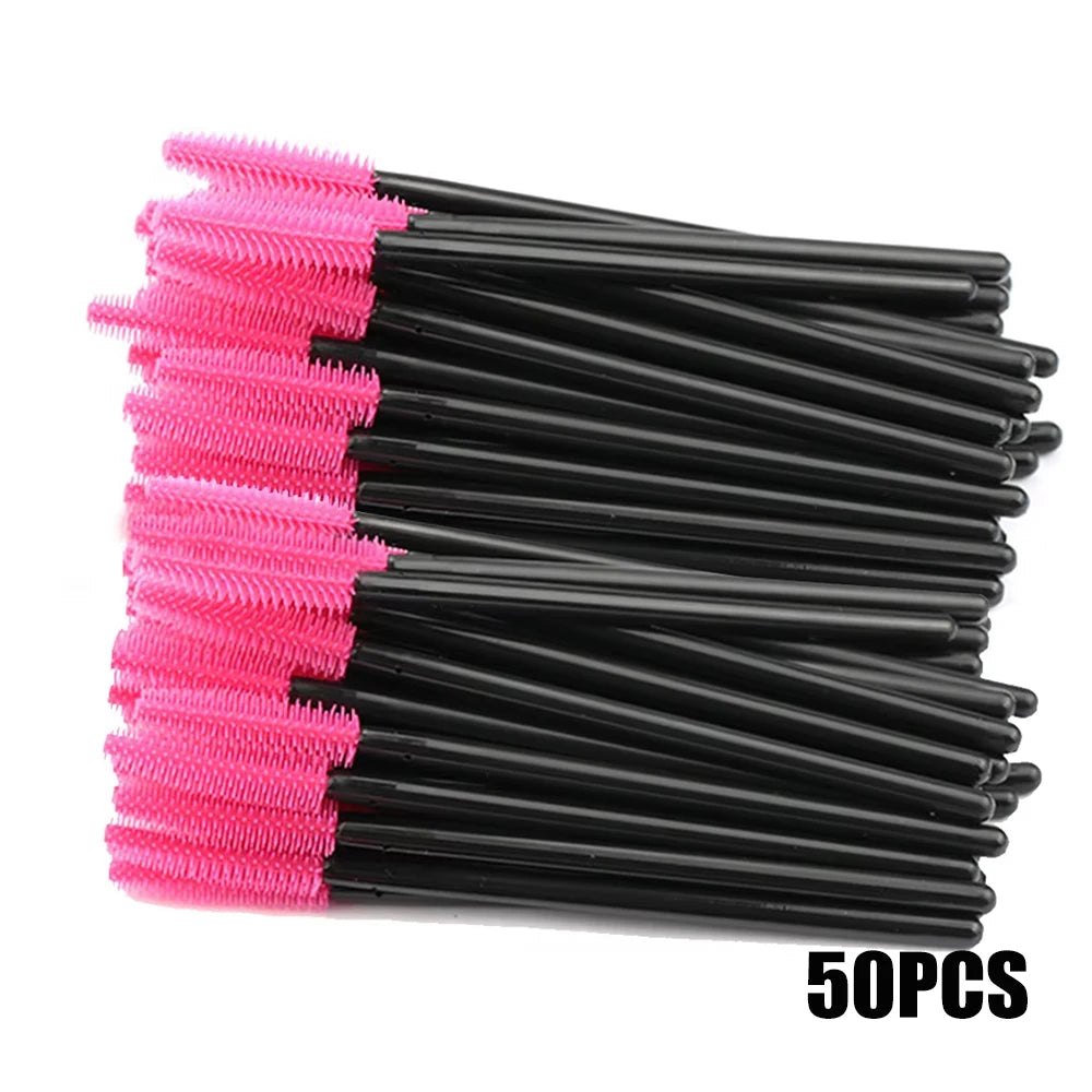 Lashes Cosmetic Brushes Makeup Tools 50PCS Eyelash Brush Silicone Gel Eyelashes Brushes Mascara Wands Applicator Spoolers Vue