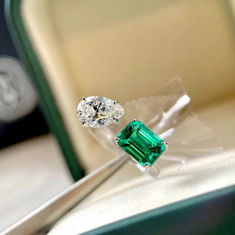 Huitan Green & White CZ Open Ring – Trendy Women's Jewelry Fashion Ring Vue