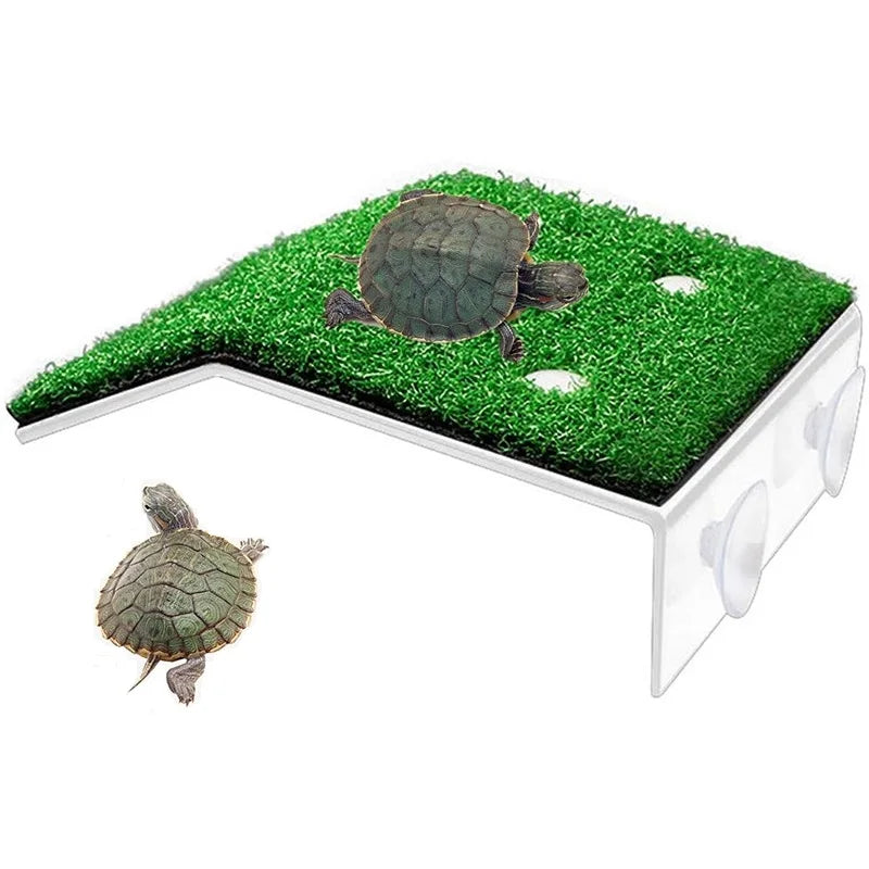 Aquarium Lawn Turtle Sun Terrace Turtle Climbing Platform Reptile Basking Resting Terrace Simulation Grass Turtle Ramp terrario Vue