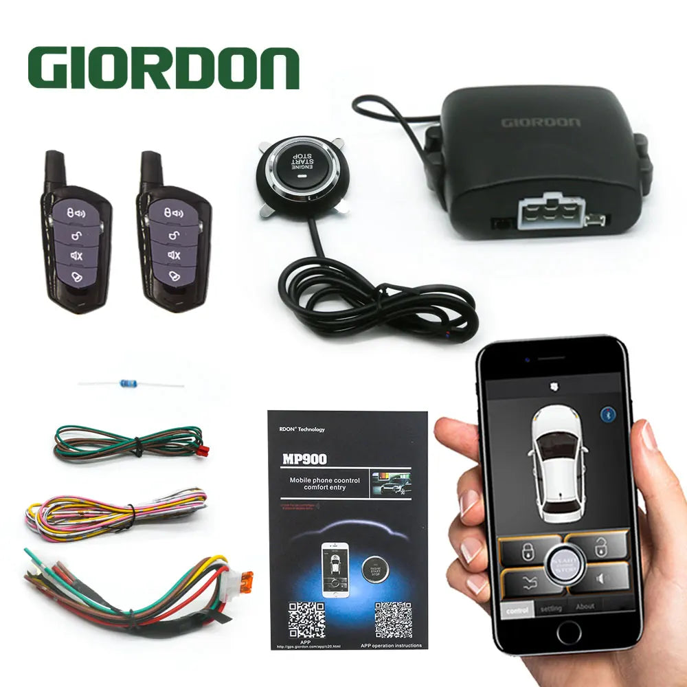 PKE Car Control Alarm Smart Phone System Kit Smart Passive Auto Central Locking Car Door Keyless Push Remote Button Vue Default Title
