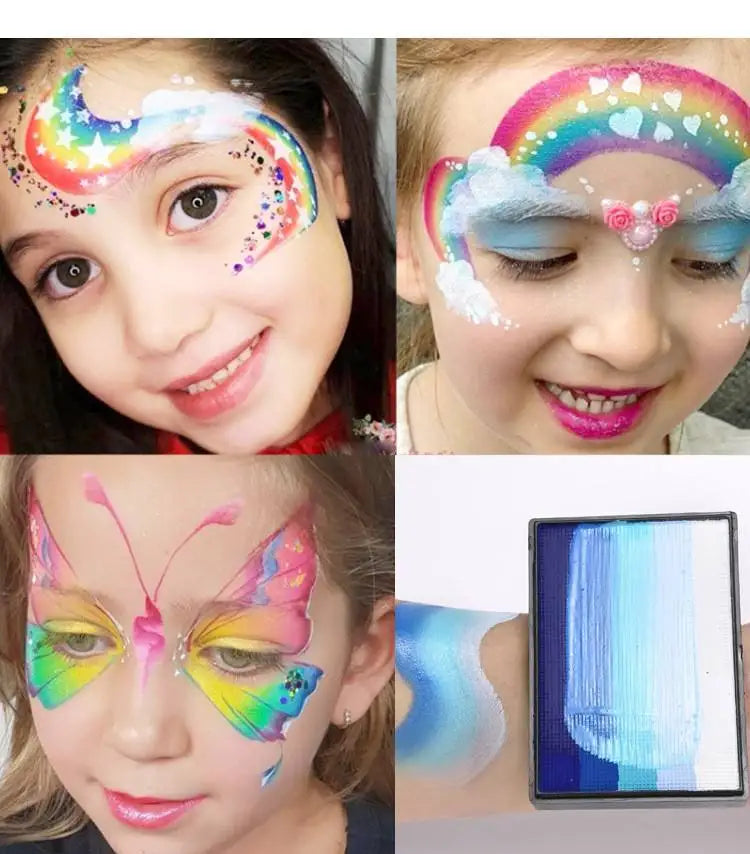 3 30g Children's Professional Rainbow Split Cake Face Painting Body Painting Makeup Is Non-toxic Safe And Easy To Clean Vue