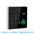 TF886 Fingerprint Keypad Standalone Rfid Card Reader for 12V Electric Access Control System Door Entry Zinc Metal Backlight Vue TF886-EM MF 03
