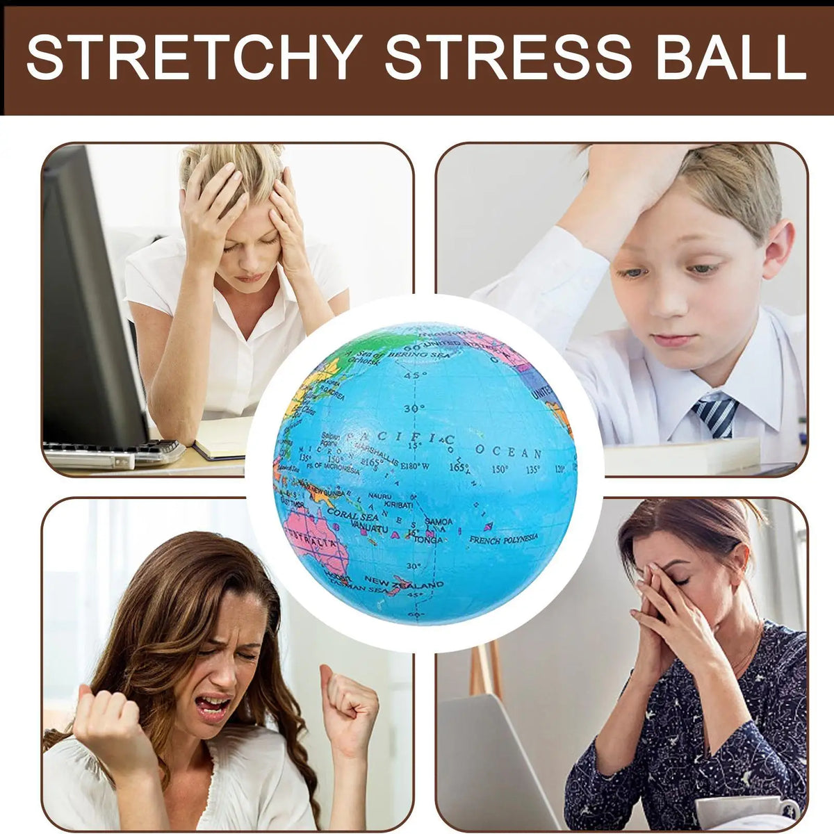 Soft Earth Globe Stress Relief Squeeze Ball Elastic Hand Training Stretch Toy Mini Portable Relaxing Fidget Toy For Kids Adults Vue