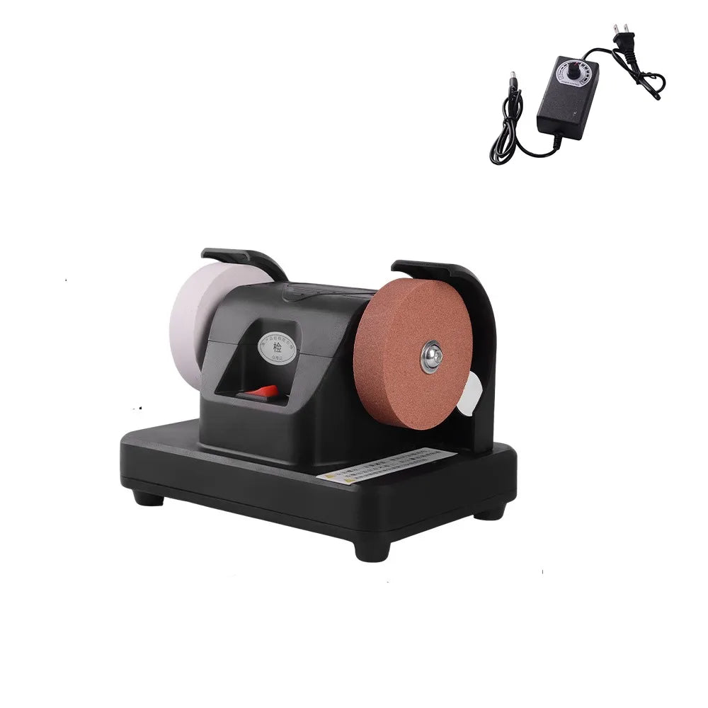Dual Wheel Mini Bench Grinder Automatic Grinding Stone Electric Sharpener Motor-Driven Sturdy Base Electric Polishing Machine Vue StyleB