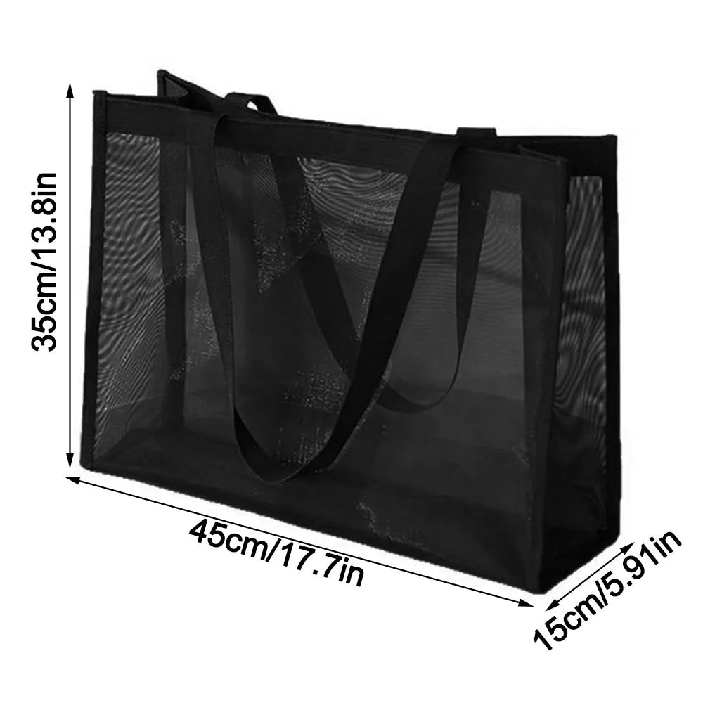 Mesh Shoulder Bag Hollow Large Capacity Beach Bags Transparent Vue Without buttons-L